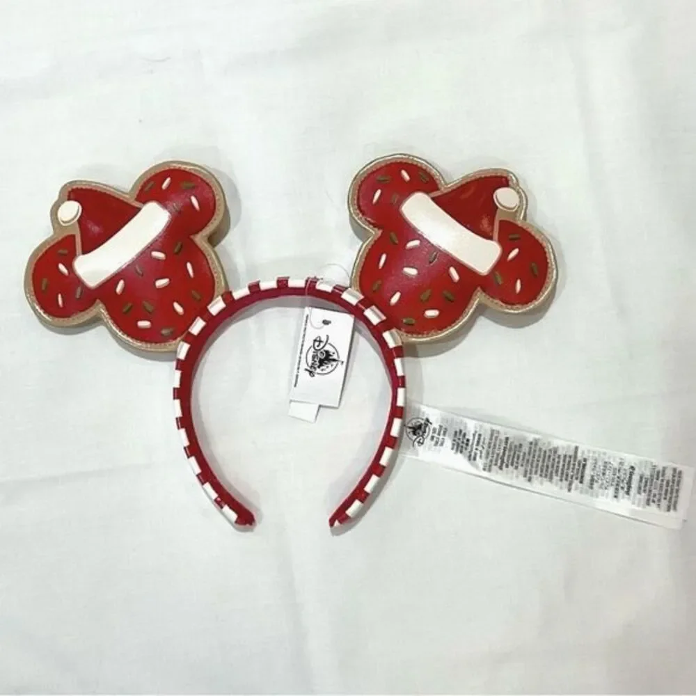 Disney Gingerbread Cookie Mickey Ears Headband Christmas 2021 Red & White New